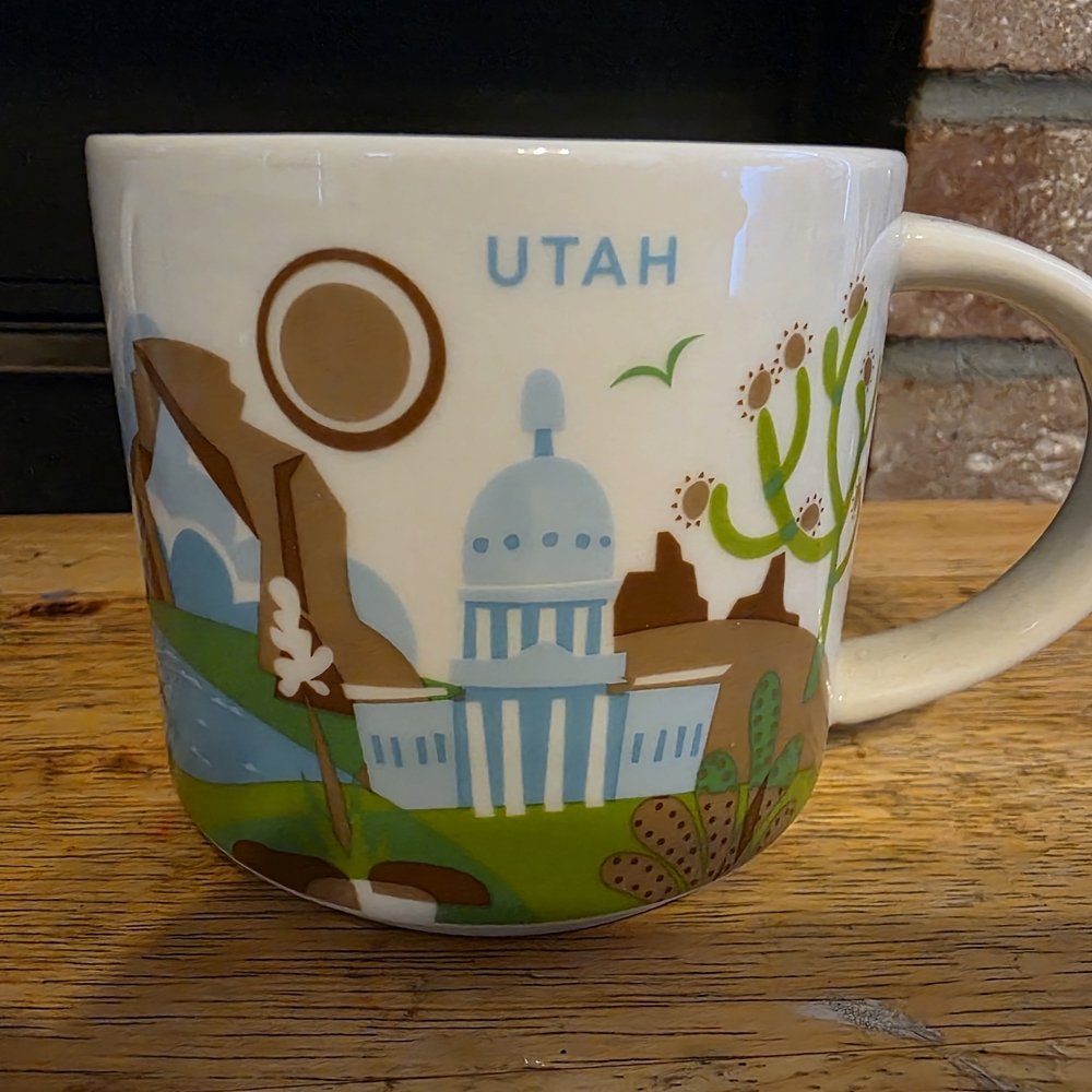 Starbucks Utah Mug with Green and Brown Scenic Design